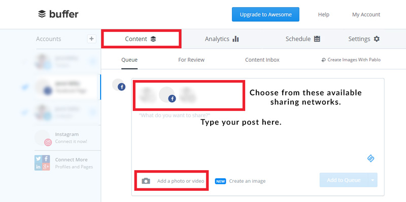 Creating a Social Media Post in Buffer Creating a Social Media Post in Buffer