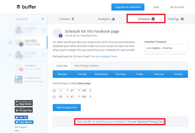 Setting Your Posting Schedule in Buffer Setting Your Posting Schedule in Buffer