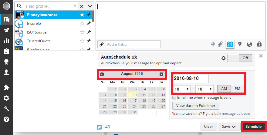 Scheduling a message in Hootsuite Scheduling a message in Hootsuite